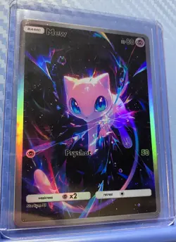 Pokemon Mew Anime Card Full Art Fanart Custom Card Holo ACG DIY - Image 1