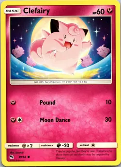 Clefairy 39/68 Common Hidden Fates Pokemon Near Mint - Image 1