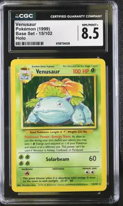 Pokemon Venusaur 15/102 Holo Unlimited Base Set - CGC 8.5 - Image 1