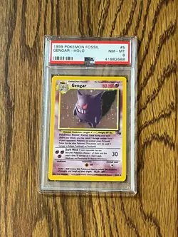 1999 Pokemon Fossil #5 Gengar - Holo PSA 8 - Image 1