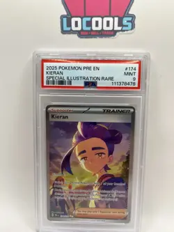 2025 POKEMON PRE EN PRISMATIC EVOLUTIONS SPECIAL ILLUSTRATION KIERAN PSA 9 - Image 1