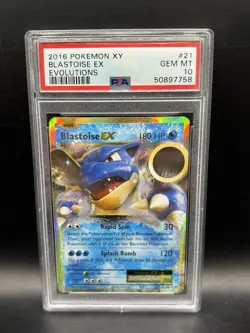 2016 POKEMON XY EVOLUTIONS #21 BLASTOISE EX PSA 10 - Image 1