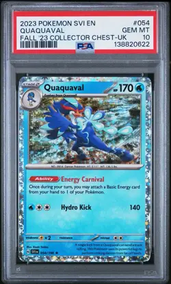 2023 POKEMON EN-SCARLET & VIOLET #054 QUAQUAVAL FALL COLLECTOR CHEST-UK PSA 10 - Image 1