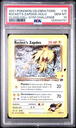 2021 POKEMON CELEBRATIONS CLASSIC COLLECTION #15 ROCKET'S ZAPDOS-HOLO PSA 10 - Image 1