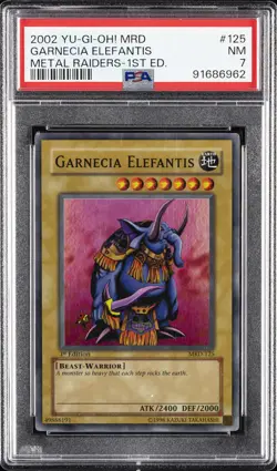2002 YU-GI-OH! MRD-METAL RAIDERS 1ST ED #125 GARNECIA ELEFANTIS PSA 7 - Image 1