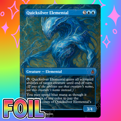 Quicksilver Elemental FOIL Proxy Card with Custom Fantasy Painted Art Design - Image 1