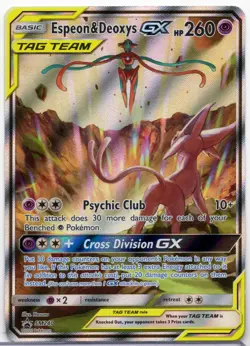 ESPEON & DEOXYS GX TAG TEAM 2020 POKEMON TCG SUN & MOON TEAM UP PROMO FULL ART - Image 1