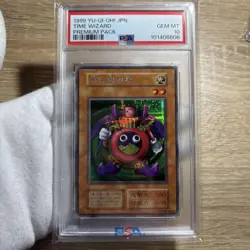 YuGiOh PSA10 Time Wizard Secret Rare 1999 Japanese Vintage Card 1st Edition - Image 1