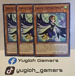 YUGIOH LYRILUSC SAPPHIRE SWALLOW X3 LED8 COMMON LIGHT PLAYED - Image 1