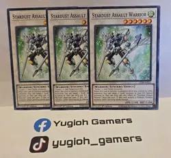 YUGIOH STARDUST ASSAULT WARRIOR X3 COMMON LIGHT PLAYED - Image 1