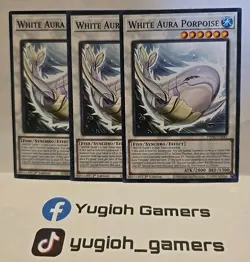 YUGIOH WHITE AURA PORPOISE X3 COMMON PHNI LIGHT PLAYED - Image 1