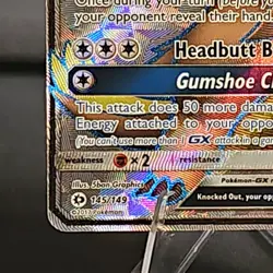 Pokemon Gumshoos GX Ultra Rare Full Art Holo 145/149 SM Base Set 2017 NM - Image 5