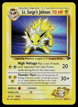 Pokemon Card - Lt. Surge's Jolteon Gym Challenge 28/132 Rare - Image 1