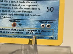 1999 Pokemon Articuno 2/62 Fossil Holo - Image 4