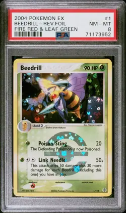 2004 POKEMON EX FIRE RED & LEAF GREEN #1 BEEDRILL-REVERSE FOIL PSA 8 - Image 1