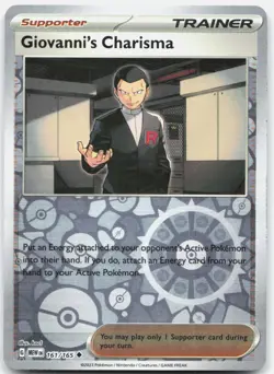 Giovanni's Charisma 161/165 Uncommon 151 Pokemon Reverse Holo Near Mint - Image 1