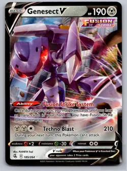Genesect V 185/264 Holo V Rare Fusion Strike Pokemon Near Mint - Image 1