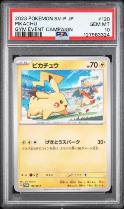 2023 POKEMON JAPANESE SV-P PROMO GYM EVENT CAMPAIGN #120 PIKACHU PSA 10 - Image 1