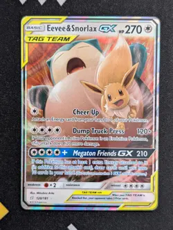 Eevee & Snorlax GX 120/181 SM Team Up Pokemon LP Holo - Image 1