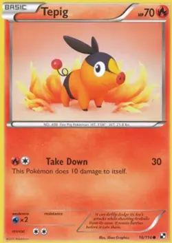 Pokemon - Tepig - 16/114 - Common - Black and White - NM - Image 1