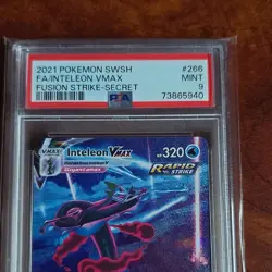 Pokemon TCG Inteleon VMAX 266/264 Fusion Strike Alt Art Secret Holo PSA 9 - Image 2