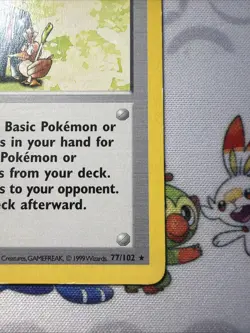 Pokemon Trader 77/102 Rare Base Set Pokemon Shadowless MP - Image 4
