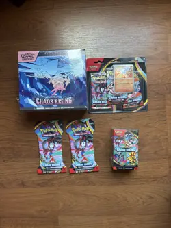 Pokemon Chaos Rising ETB Booster Bundle Blister Sleeved Packs Lot - Image 1