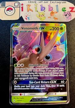 Venomoth GX 12/214 NM Full Art Ultra Rare Pokemon Card. Free Tracked Shipping! - Image 1