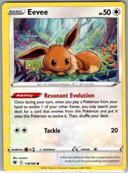 Eevee 119/189 Non Holo SWSH10: Astral Radiance - Pokemon Card - NM - Image 1