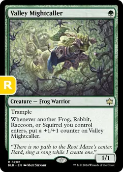 MTG Valley Mightcaller Bloomburrow Rare Creature Frog Warrior NM - Image 1