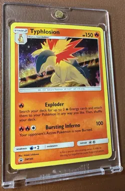 2019 Pokemon TCG Typhlosion Black Star Promo Cosmos Holo SM185 Sun & Moon SWIRL - Image 1
