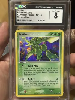 2005 POKEMON EX UNSEEN FORCES #46 SCYTHER-REVERSE FOIL CGC 8 Pokemon TCG - Image 2