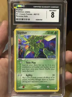 2005 POKEMON EX UNSEEN FORCES #46 SCYTHER-REVERSE FOIL CGC 8 Pokemon TCG - Image 3