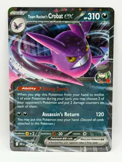 Team Rocket's Crobat ex 122/182 Destined Rivals NM Double Rare Holo Pokemon TCG - Image 1