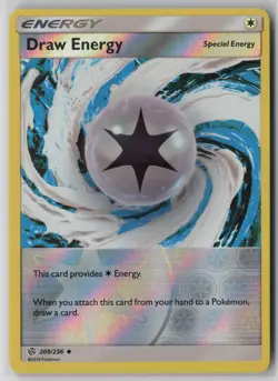 Draw Energy 209/236 Pokemon Cosmic Eclipse Uncommon Reverse Holo Light Play 1 - Image 1
