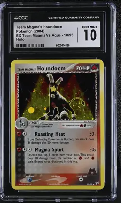 CGC 10 GEM MINT Team Magma's Houndoom Vs Aqua 10/95 Holo Pokemon Card - Image 1
