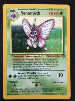 VENOMOTH 13/64 HOLO RARE JUNGLE POKEMON UNLIMITED HOLO HP - Image 1