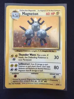 Magneton 9/102 Holo Holo Rare Base Set Unlimited Pokemon LP - Image 1