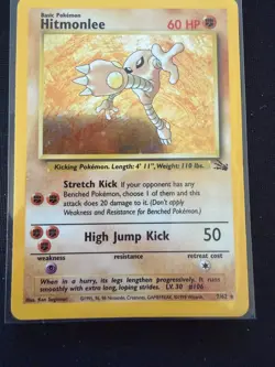 Pokemon TCG Hitmonlee Fossil 7/62 Holo Rare Unlimited 1999 60 HP Basic - Image 1