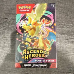 Pokemon Mega Evolution Ascended Heroes Booster Bundle Box 6 Packs Mega Dragonite - Image 1