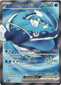 DONDOZO EX 211/182 ULTRA RARE DESTINED RIVALS POKEMON NEAR MINT - Image 2