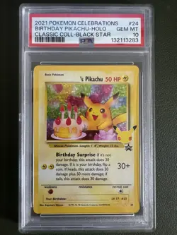 2021 POKEMON CELEBRATIONS CLASSIC COLLECTION #24 BIRTHDAY PIKACHU-HOLO PSA 10 - Image 1