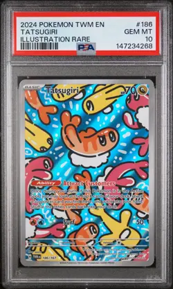 2024 POKEMON TWM EN-TWILIGHT MASQUERADE ILLUSTRATION RARE #186 TATSUGIRI PSA 10 - Image 1