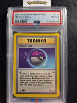 First Edition 2000 Pokemon Gym Challenge 116/132 Master Ball PSA NM-MT 8 - Image 1
