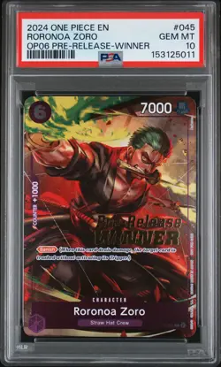 2024 ONE PIECE PROMOS #045 RORONOA ZORO PSA 10 - Image 1