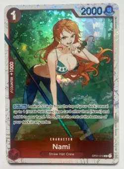 One Piece OP01 Romance Dawn Nami OP01-016 SR Base Art Straw Hat English NM - Image 1