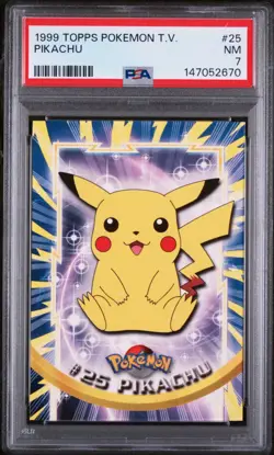 1999 Pokemon Topps TV Pikachu 25 FRESHLY GRADED PSA 7 NEAR MINT - Image 1