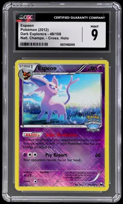2012 Pokemon Dark Explorers Espeon #48 CGC 9 National Champsionships Mint Holo - Image 1