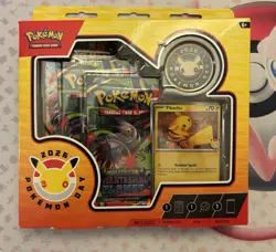 Pokemon Day 2026 Collection Box Pikachu Promo Coin & 3 Booster Packs Sealed - Image 1