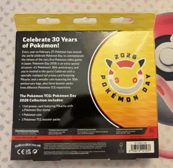 Pokemon Day 2026 Collection Box Pikachu Promo Coin & 3 Booster Packs Sealed - Image 2